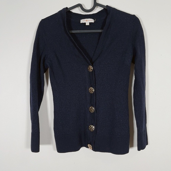 TORY BURCH | NAVY MERINO WOOL SWEATER - Picture 2 of 10